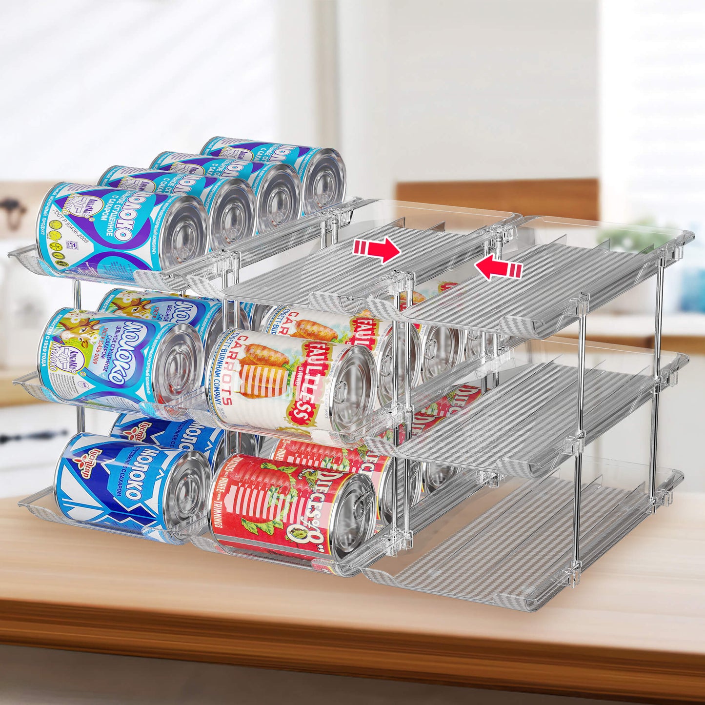 Can Organizer for Pantry Storage Soup Canned Food Dispenser and Holders for Cabinet (9 Pcs Clear)