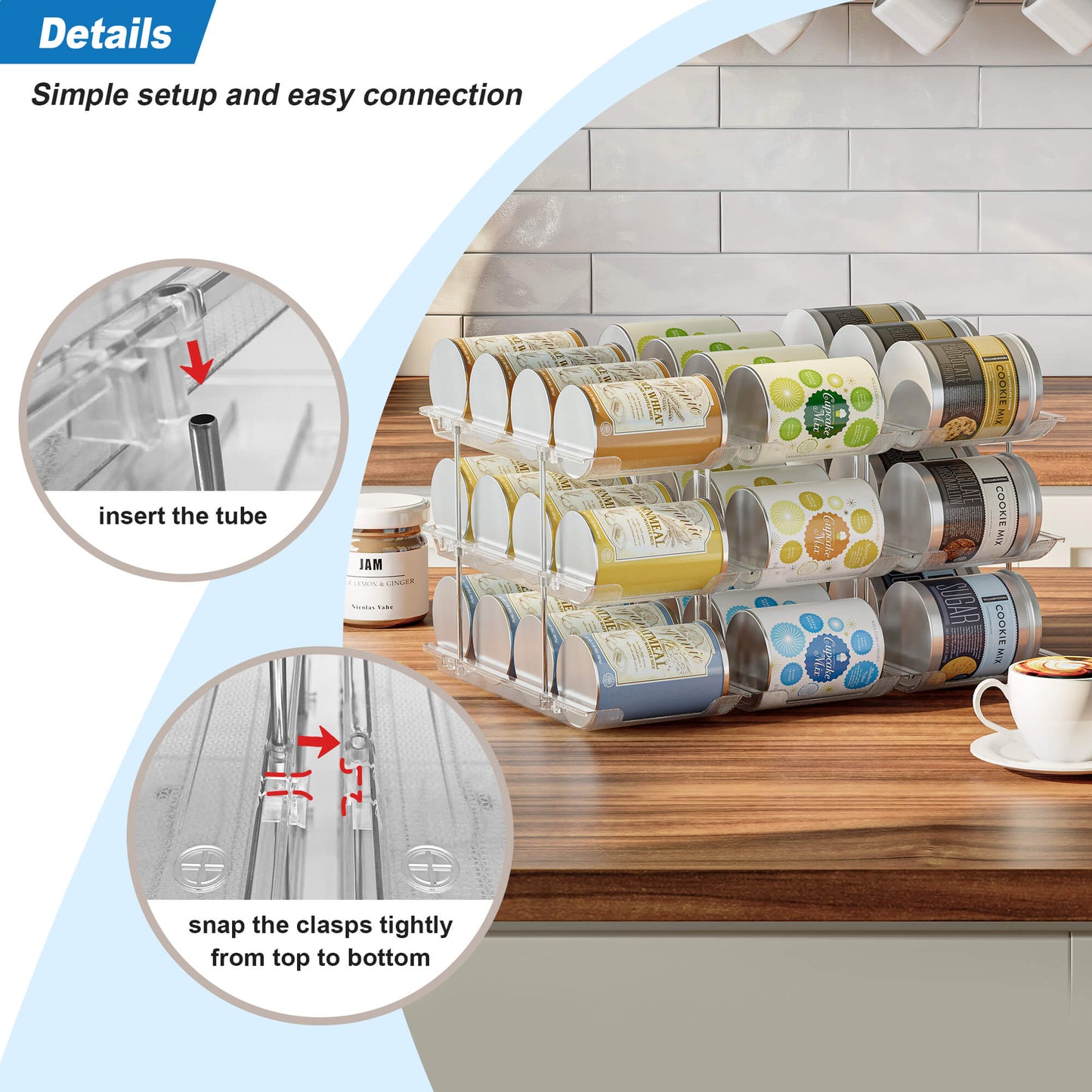 Can Organizer for Pantry Storage Soup Canned Food Dispenser and Holders for Cabinet (9 Pcs Clear)
