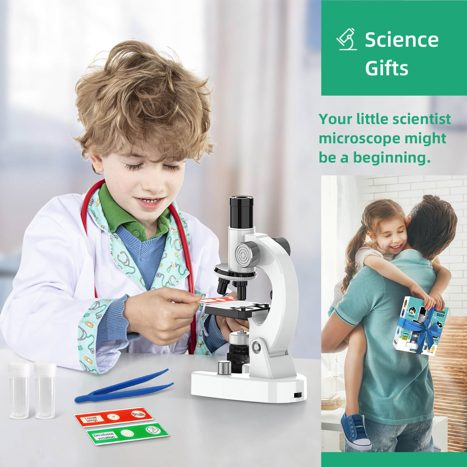 Best Kid Kid Microscope Science Kits With 8 Slides For Ages 3+ Kids ...