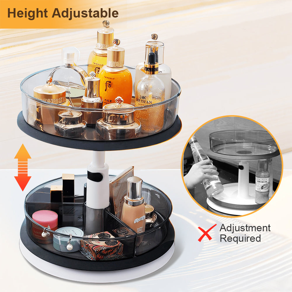 2 Tier Lazy Susan Turntable for Cabinet Medicine Bottle Organizer with Clear Spice Rack (11 Inch Grey)