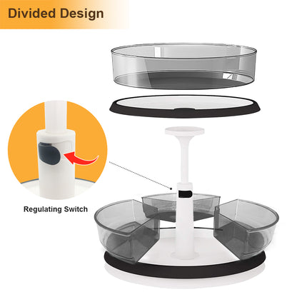 2 Tier Lazy Susan Turntable for Cabinet Medicine Bottle Organizer with Clear Spice Rack (11 Inch Grey)